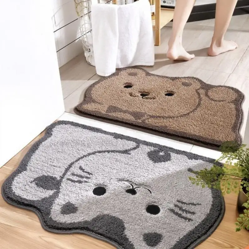 Cute Cartoon Animal Shaped Bath Mat Super Absorbent Soft Imitation Cashmere Non Slip Backing For Bathroom Kids Bedroom