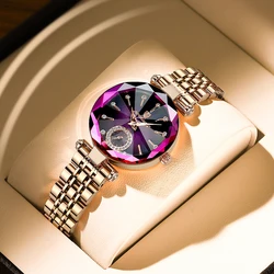 POEDAGAR-reloj de cuarzo fino de acero inoxidable para mujer, accesorio de marca de lujo con diamantes brillantes, color oro rosa, resistente al agua