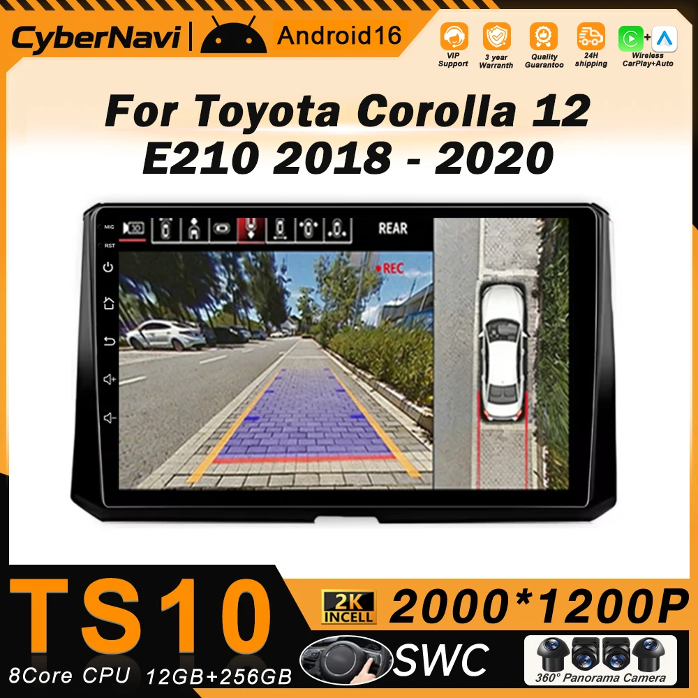 

Wireless Carplay Android Auto Bluetooth Head Unit For Toyota Corolla 12 E210 2018 - 2020 Car Play Radio Player Stereo BT 4G WIFI