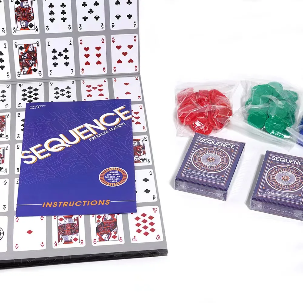 Sequence Premium Edition - Exquisite Set with Giant Plate (51.4 x 66.7 cm), Goliath Exclusive Chips and Luxury Card, Blue, Suita