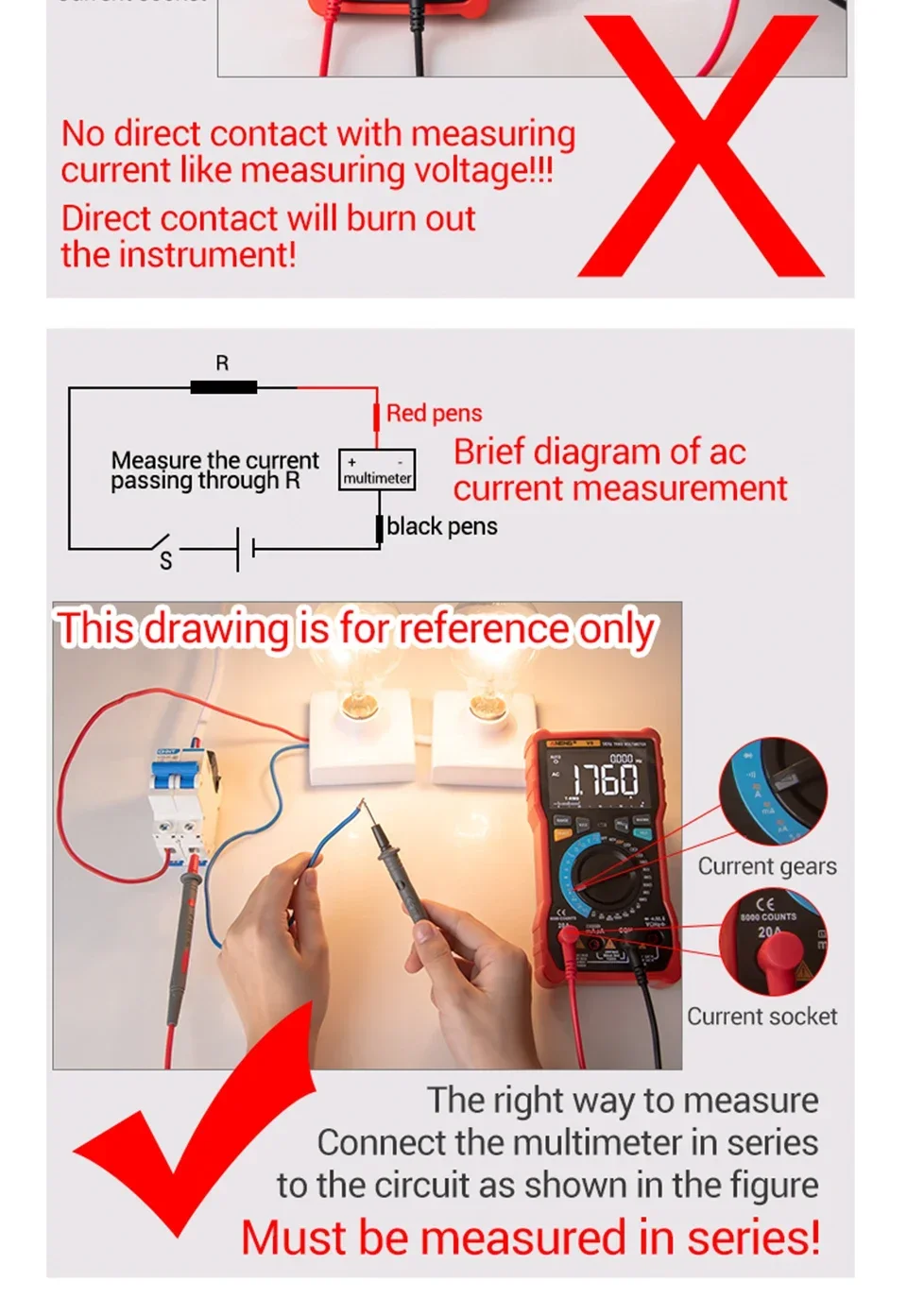 ANENG 622A/622B Smart Digital Multimeter AC/DC Spannung Strom Kondensator Widerstand NCV Spannung Induktion Infrarot Laser Tester – Detail 22