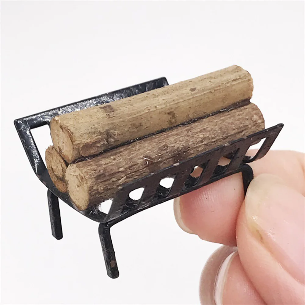 1:12 Metal Firewood Rack Figurines & Miniatures Miniature Dollhouse Furniture Garden Lawn Fireplace Decoration Crafts