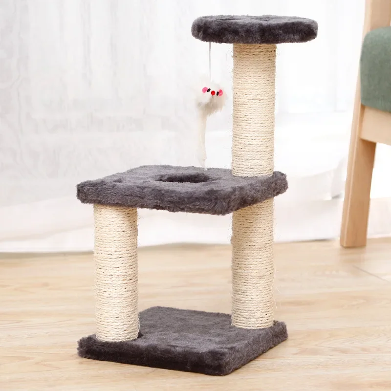 Three Layer Three Pillar Cat Climbing Frame Scratching Board Cat Toy Decompression Cat Scratching Pillar