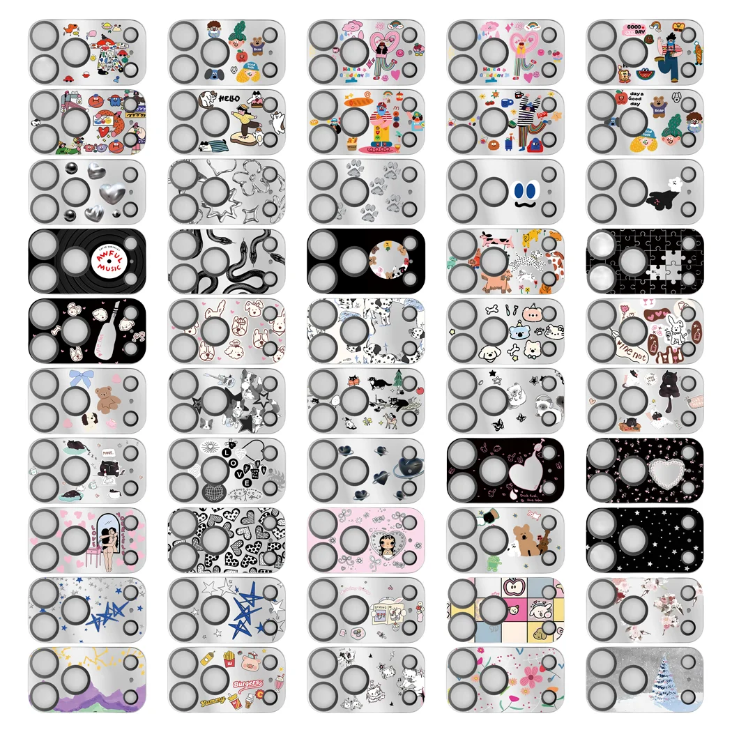 

301-350 Cartoon Electroplated Camera Lens Protector for iPhone 17 Pro Max / 17 Pro Scratch Resistant Glass Rear Cover