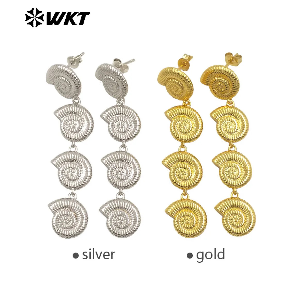 WT-E763 WKT Hot Sales Elegant Earring The shape Of Snail With 18k Gold Plated For Women Special Gifts Jewelry 3