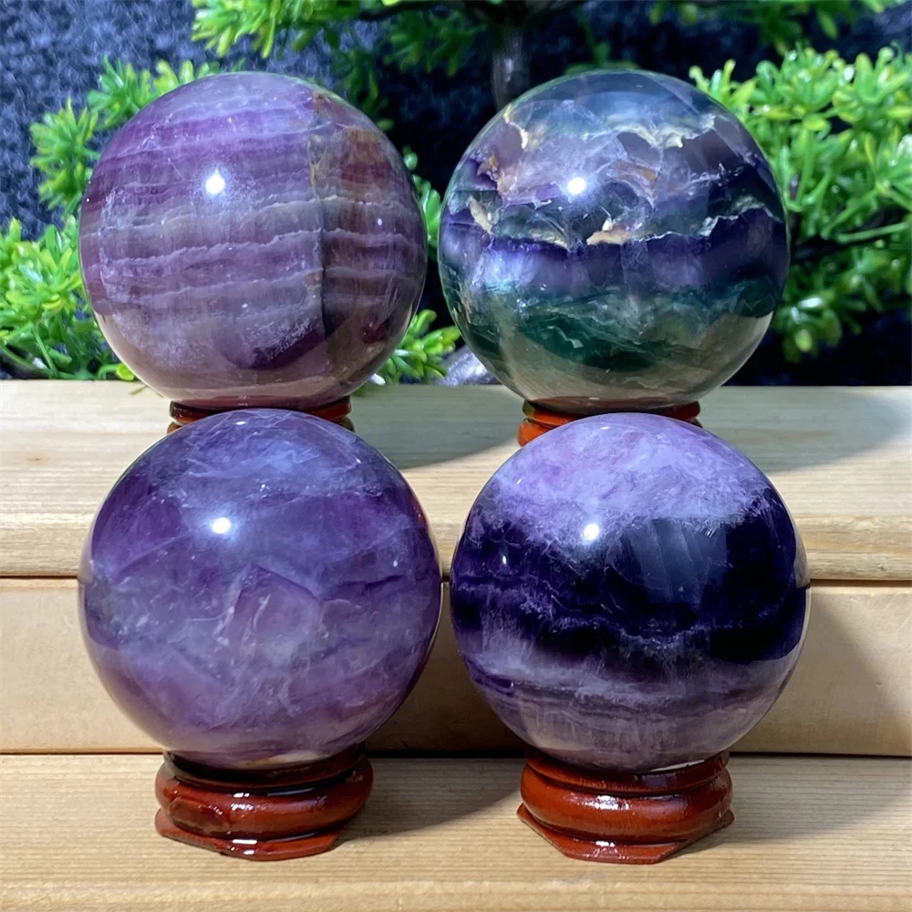 

1pc Natural Colorful Polished Fluorite Energy Crystal Sphe Reiki Healing Divination Gemstone Ball Aquarium Home Decor Holiday Gi