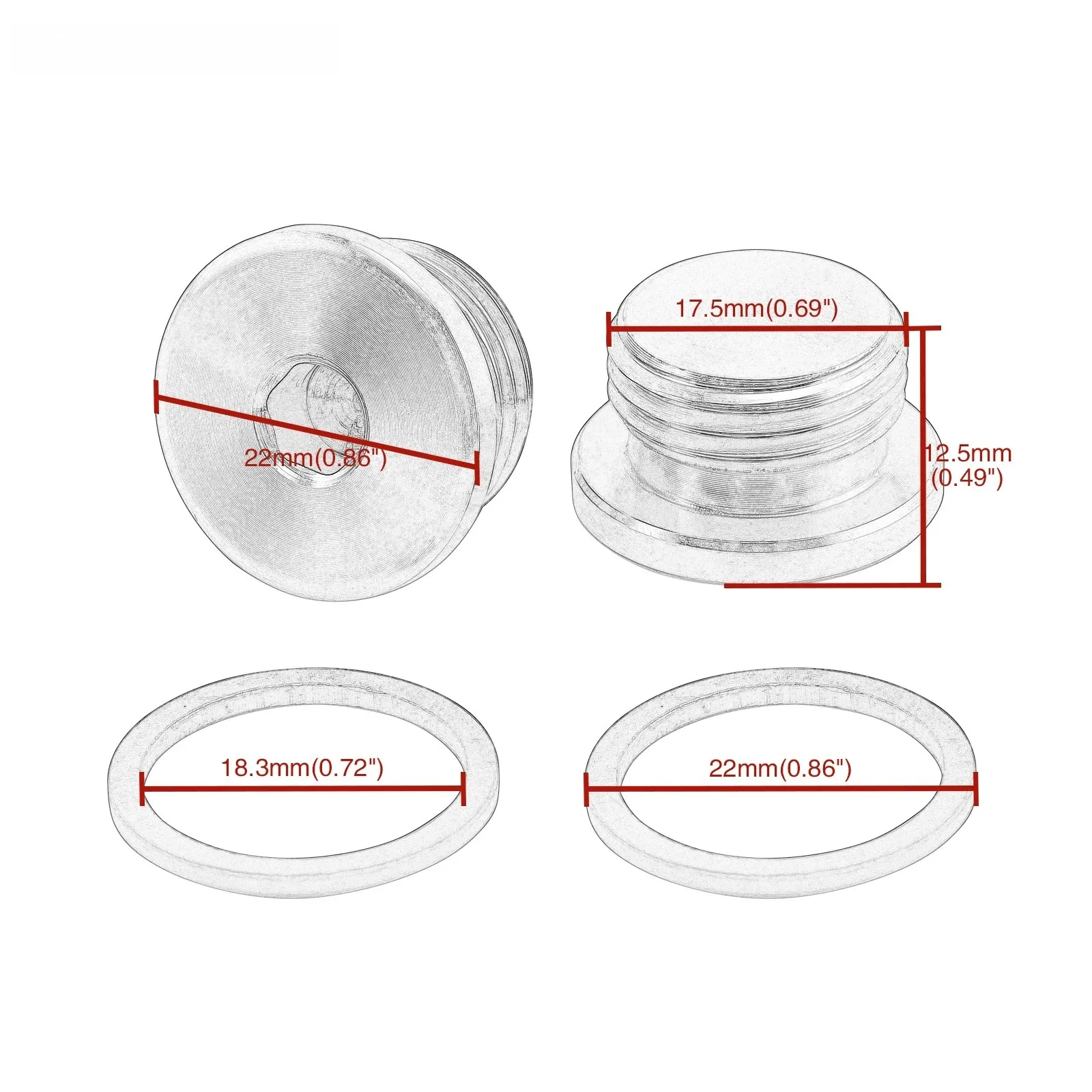 ปลั๊กปิดช่องเซ็นเซอร์ออกซิเจน O2 แบบหกเหลี่ยม ขนาด 18 มม. สำหรับท่อไอเสีย Universal M18 ใช้กับรถฮาร์เลย์ แทนที่อะไหล่แท้ OEM 66054-06 Vance & Hines 16925