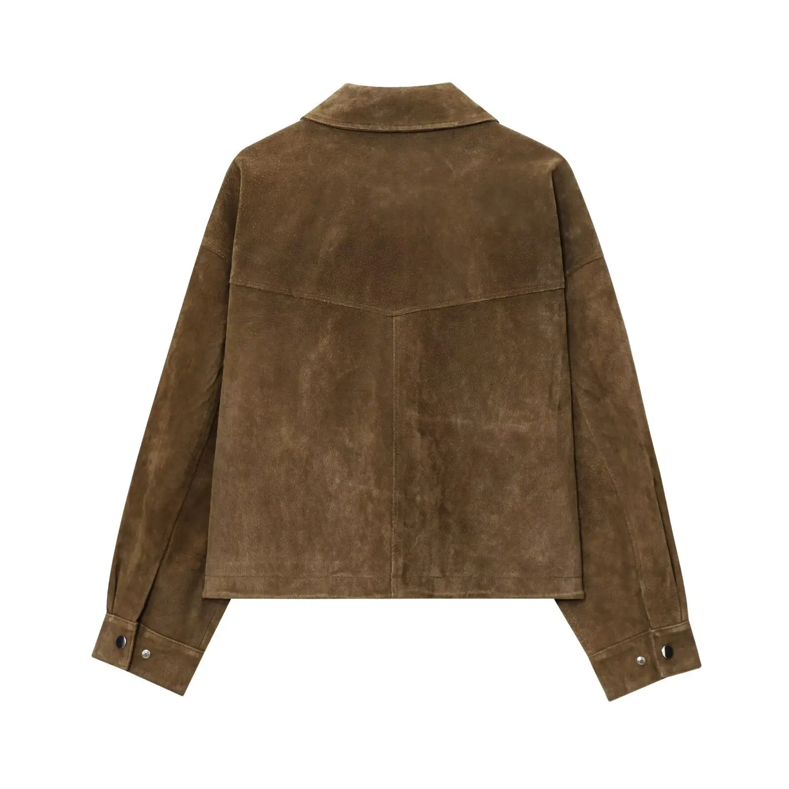 Maxdutti Winter Coat Minimalist Retro Loose Large Pocket Flight Bomber Jacket French Fashion Blogger Suede Brown Coat Women
