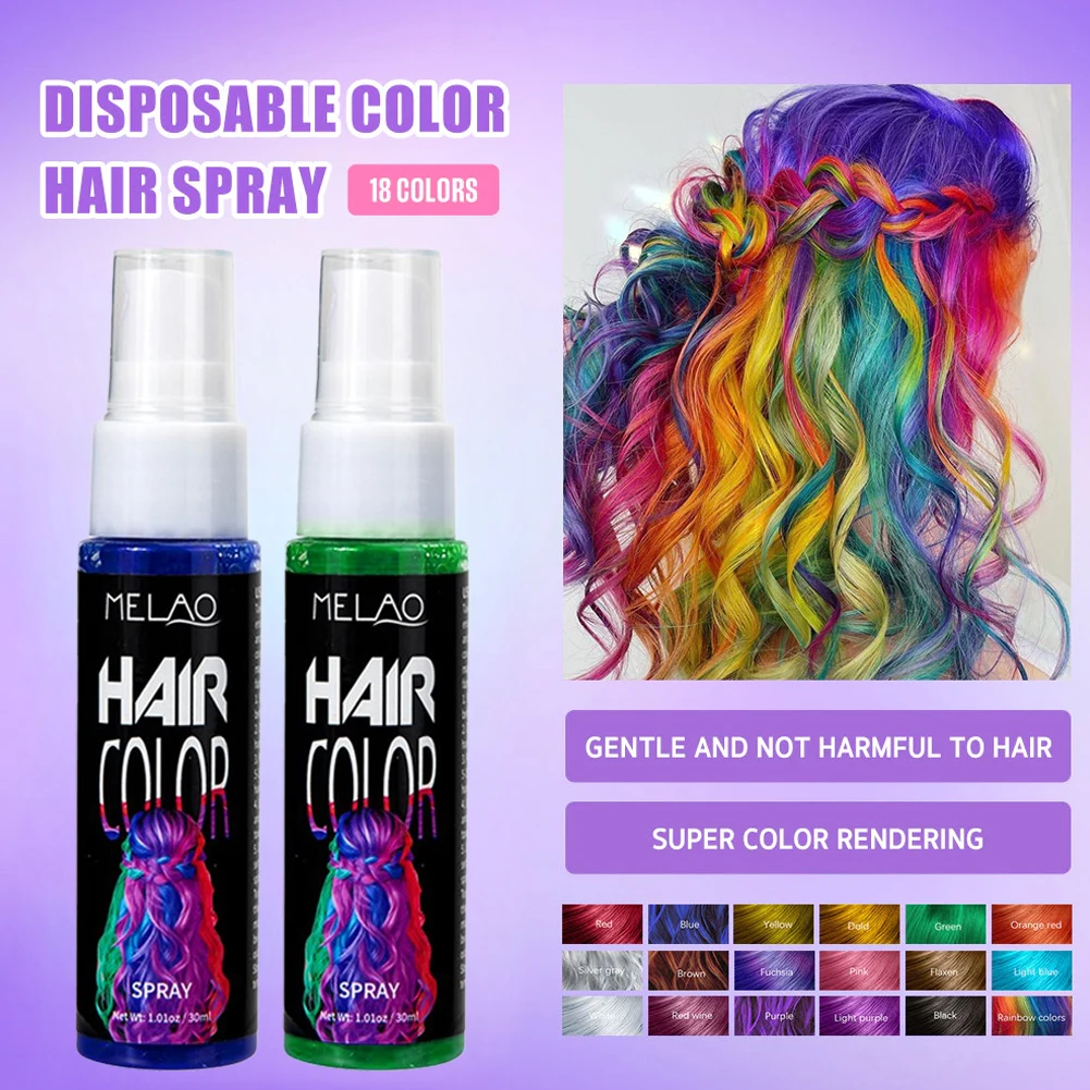 

Melao 8 Colors 30ml Hair Dye Spray Disposable Hair Quick Spray Sweatproof Hair Dye Blue/Red Fashion Instant Hair Color Products