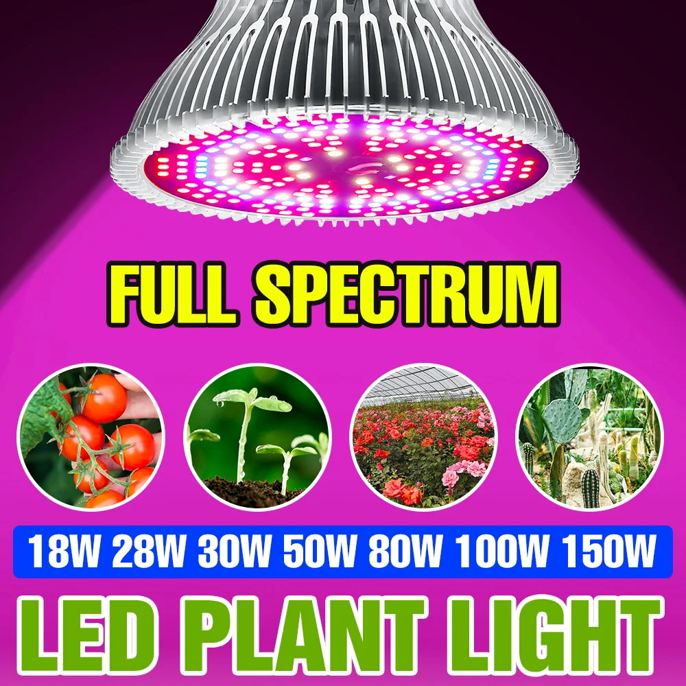 150W E27 Full Spectrum Plant Bulb Indoor LED Hydroponic Growth Box E14 Greenhouse Tent Vegs Succulent Seeds Cultivation Lighting