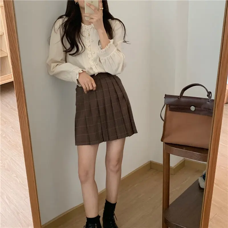 Shirts Women Peter Pan Collar Long Sleeve Kawaii Vintage Basic Clothes Casual Chic Elegant Streetwear New Arrival Fashion Autumn