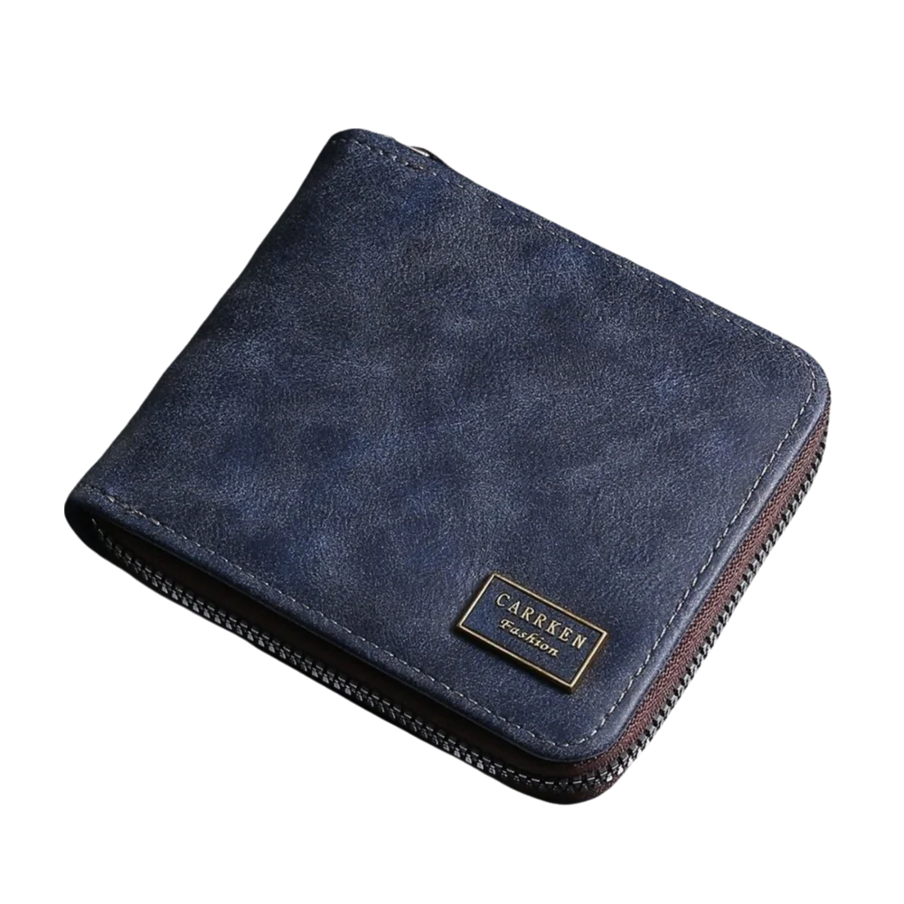 

Retro Multi-position Men's Short Wallet Large Capacity Zipper PU Leather Coin Purse Multi-function Thin Card Holder Male