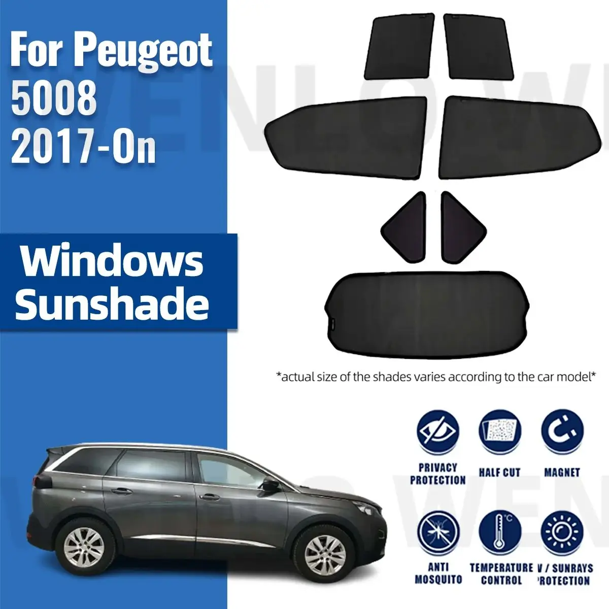 

For Peugeot 5008 T87 2017-2023 2024 Magnetic Car Sunshade Shield Front Windshield Frame Curtain Rear Side Window Sun Shade