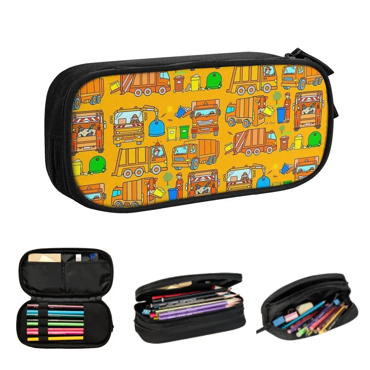 Garbage Truck Design Trashtrucks Rubbish Collection Vehicles Pencil Cases Big Capacity Pen Bags Pen Box Pencil Pouch Boys Girls