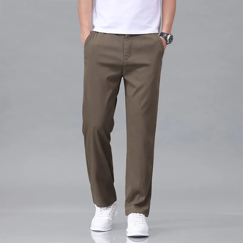 

Lightweight Men's Casual Pants Korean Fashion Sold Color Slim Fit Straight Leg Pants Outdoor Breathable Travel Trousers