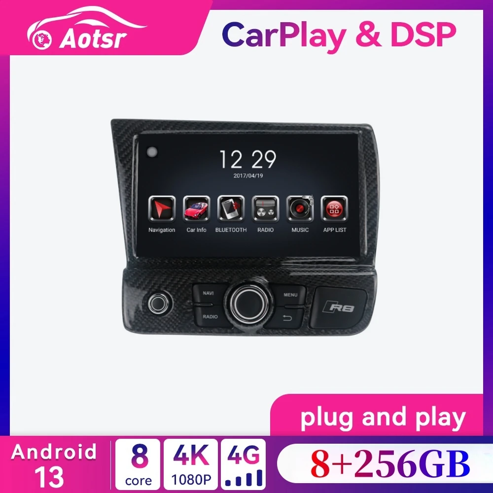 

For Audi R8 2007+ /V8 2014+ V10 Android Car GPS Navigation Auto Stereo Head Unit Multimedia Player Radio Tape Recorder carplay