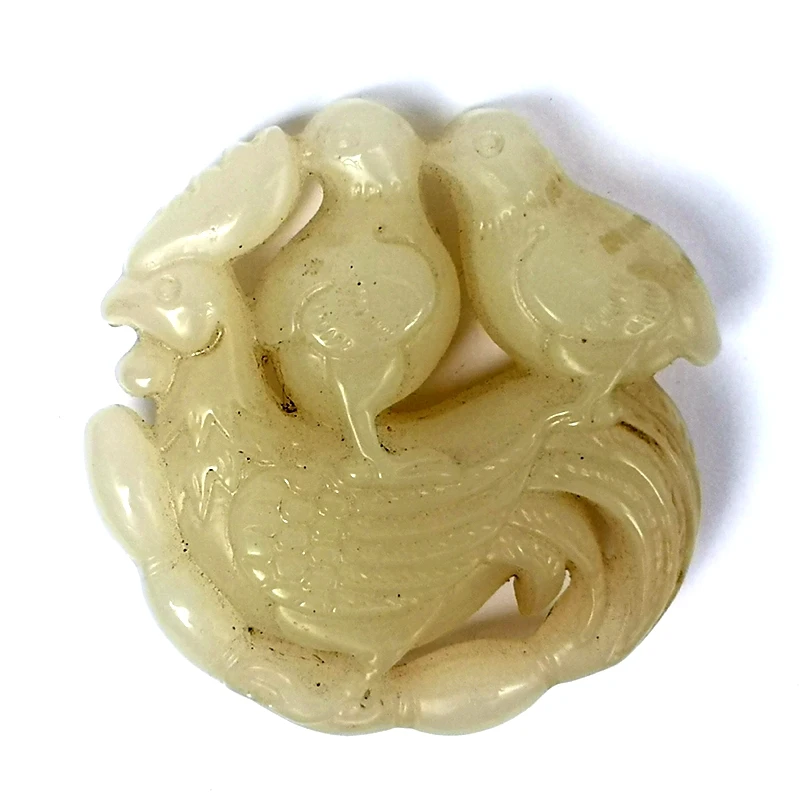 YIZHU CULTUER ART Collection Old China Jade Hand Carving Kylin Boy Statue Pendant Wonderful Gift Size 54*54*16 MM