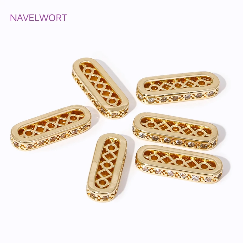 14K/18K Gold Plated Pave Zircon Multi Strands Spacer Beads Bar,Bracelets Separators Bar,DIY Beading Jewelry Making Accessories