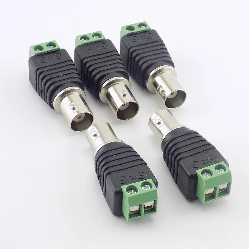 10PCS 12V BNC Female Jack Adapter Plug Video Balun Converter BNC Connector for Led Strip Light DVR CCTV Camera Power