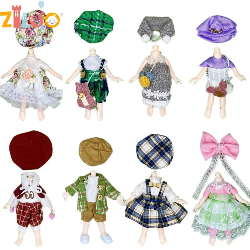 1/12 BJD Dolls Clothes for 16 17cm Mini Dolls Dress up Princess Skirt Accessories Clothes Set Children Baby Girls Gift DIY Toys