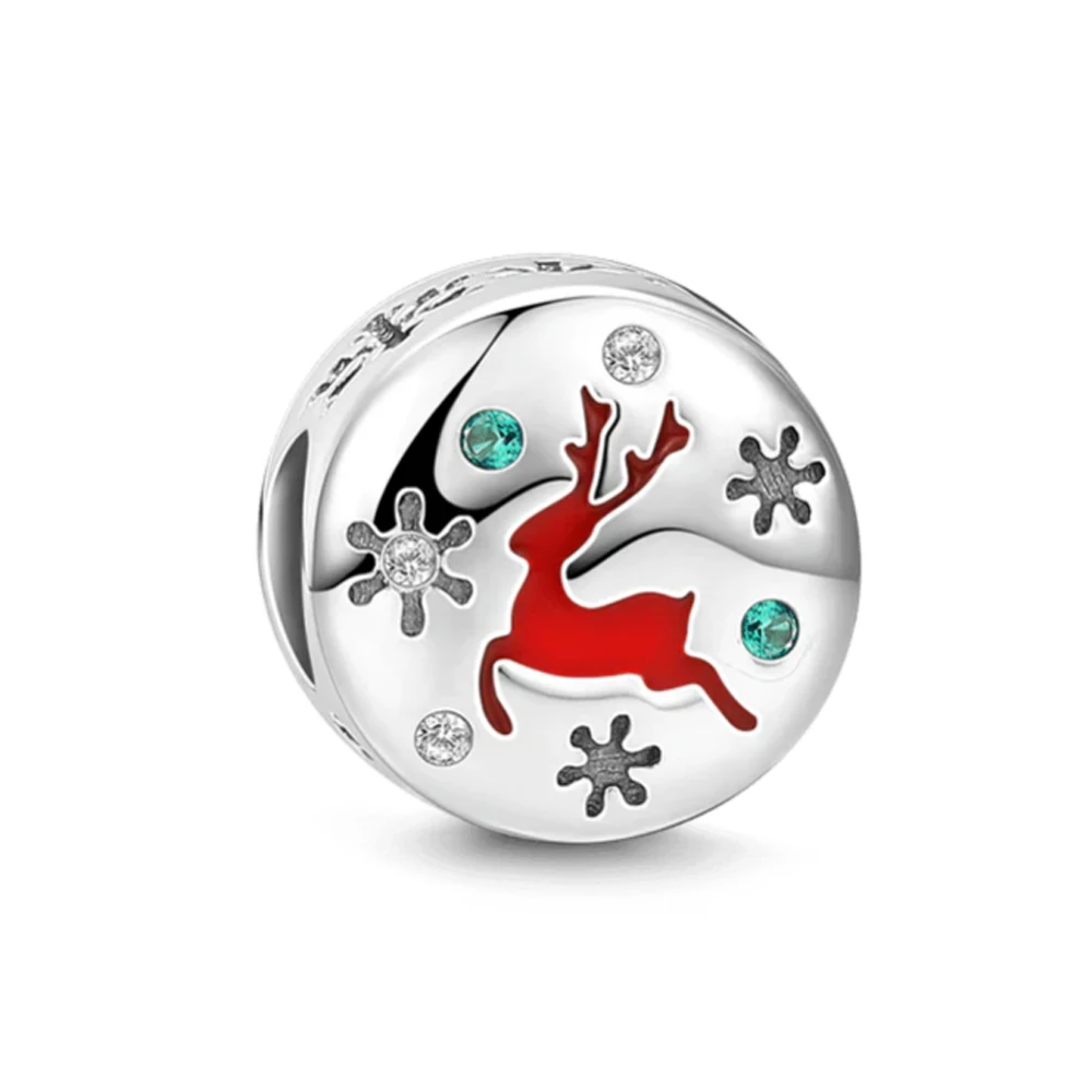 The new silver Christmas Dessert House reindeer fit the original Pandora Charm Silver 925 Bracelet with DIY Women's Jewelry