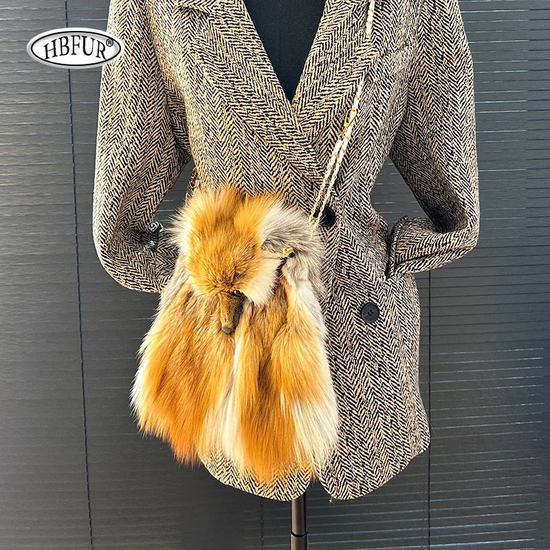 Cute Fox Hair Little Fox Fur Bag Phone Pouch Bag Woman Bags Single Shoulder Bags Luxury Designer Purses Handbags Messenger Bags