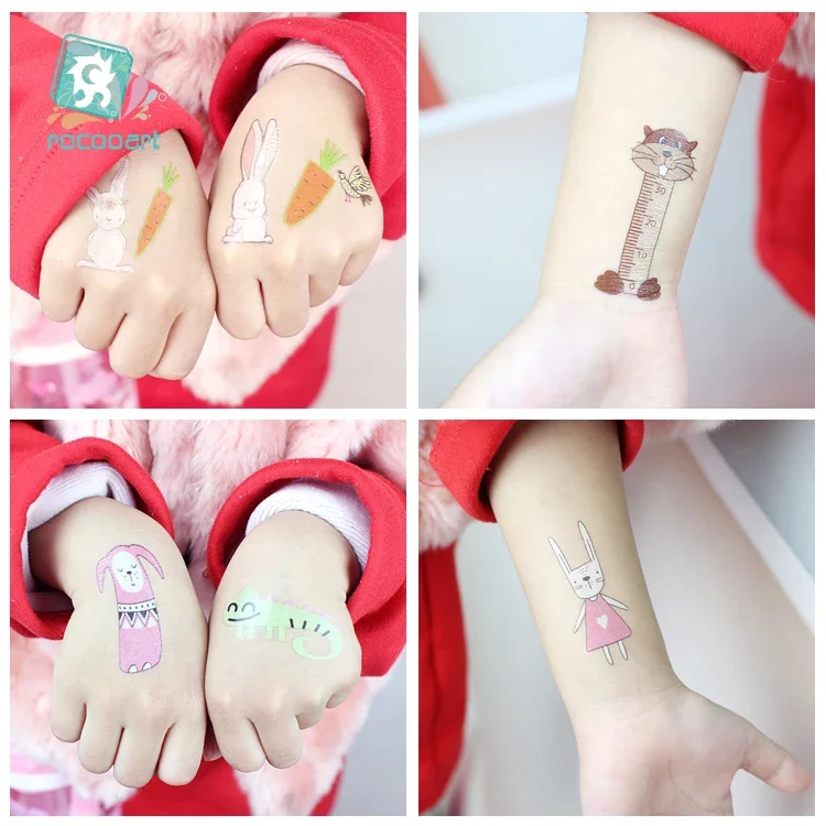 Rocooart New Finger Tattoo Fake Face Taty For Children Waterproof Temporary Tattoo Stickers Panda Pig Fox Tatuajes Kids Tatuagem