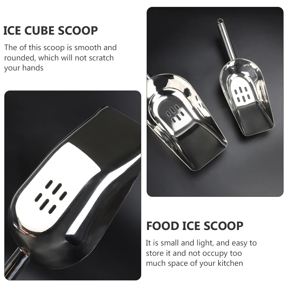 

1pc Stainless Steel Ice Scoop With Holes Thick Filter Shovel For Kitchen Drink Food Storage Utility Gadgets Scoopers