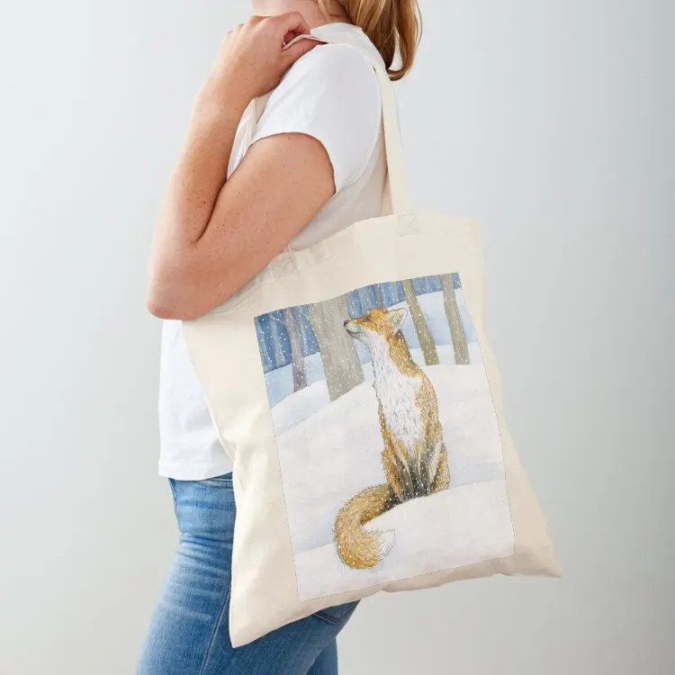 Red Fox in Snow Tote Bag tote bag screen tote bags aesthetic eco bag folding