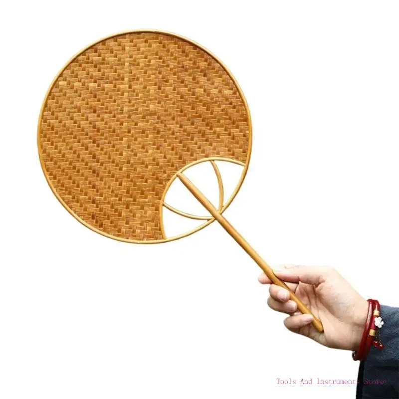 Traditional Chinese Styles Bamboos Fan Braiding Woven Hand Fan Cooling Paddles C7AC