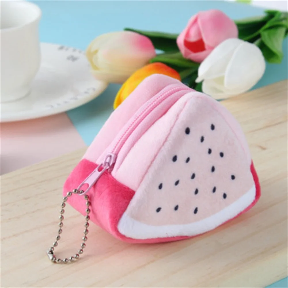 Porte-monnaie en peluche de dessin animé de fruits pour femmes, porte-monnaie multifonction, sac d'argent, mode pour filles, cadeau doux