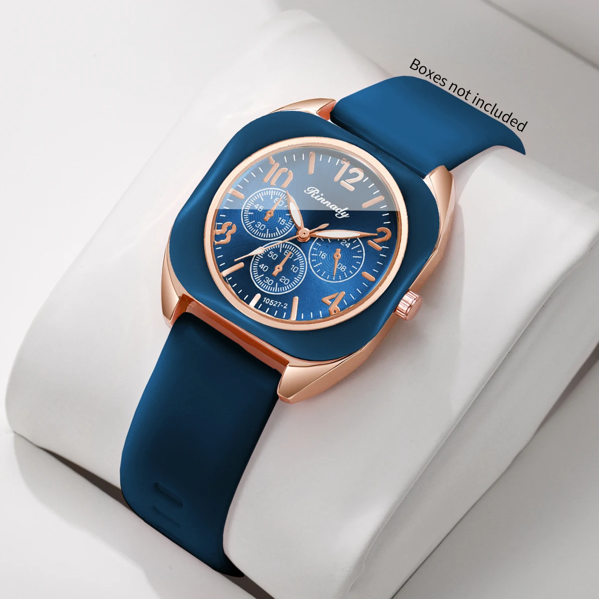 Fashion Women Square Quartz Watch Blue Silicone Strap Decorative Three Dials Sports Wristwatches Relogio Feminino（Without Box）