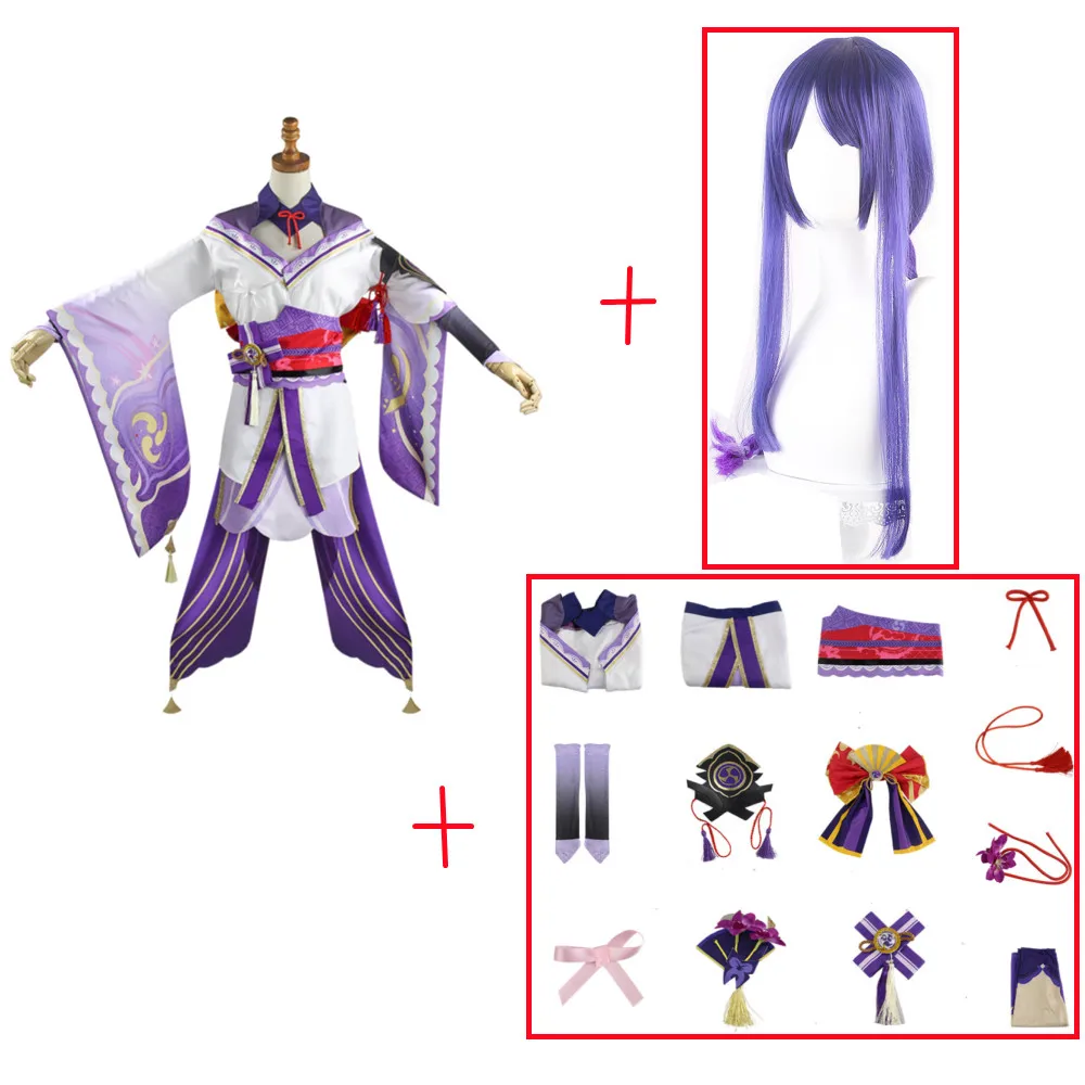 

Raiden Shogun Cosplay Costume Genshin Impact Wig Purple Long Hair Halloween Costumes Full Set Genshin Baal Shougun