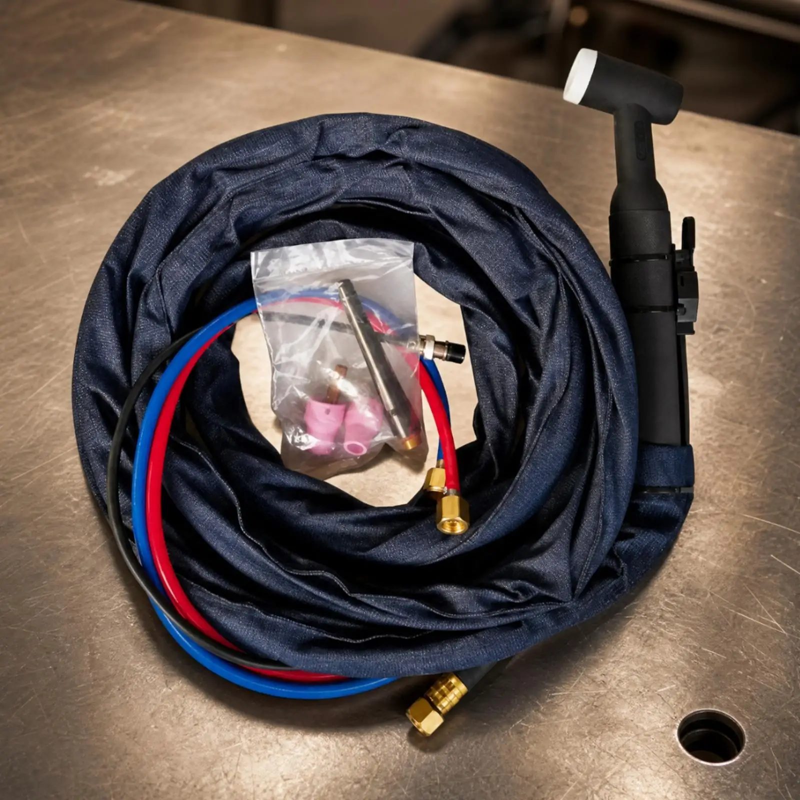 Water Cooled TIG Welding Torch WP12 Replacement with Insulated Handle for Curved Joining Tasks