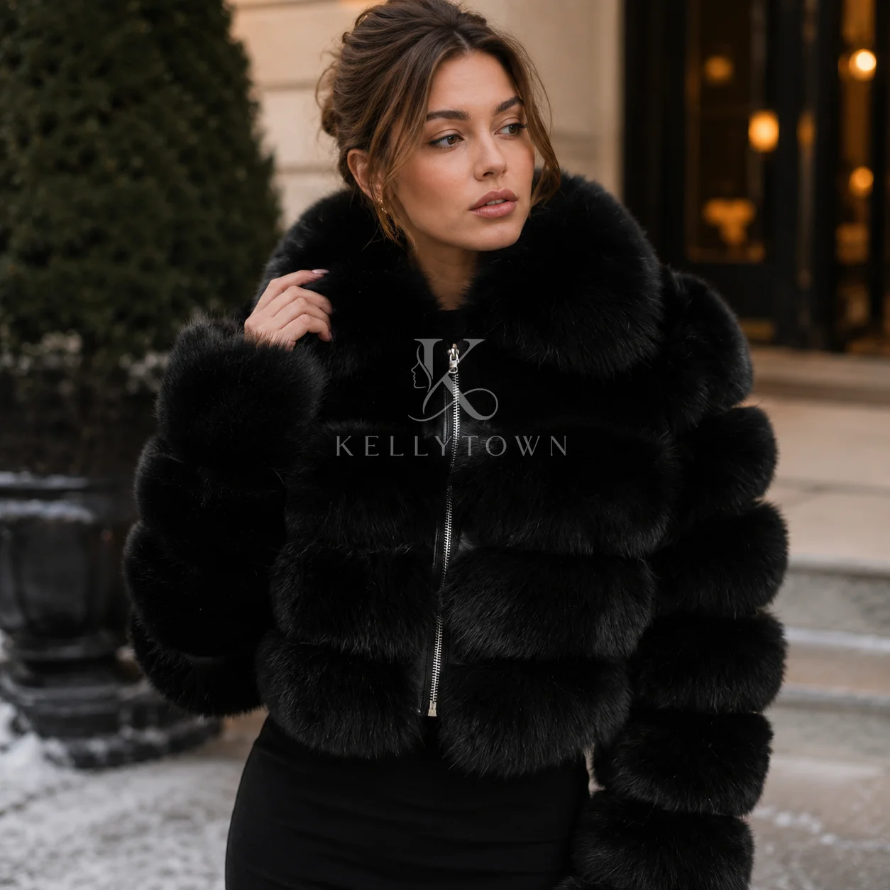 2026 Winter Luxury Faux Fox Fur Coat Women Long Sleeve Overcoat Chic Street Zipper Thick Warm Fluffy Fur Collar Jacket Outerwear