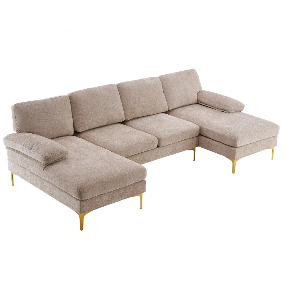 

U-Shaped 4-Seat Indoor Modular Sofa Camel, Living Room Sofas