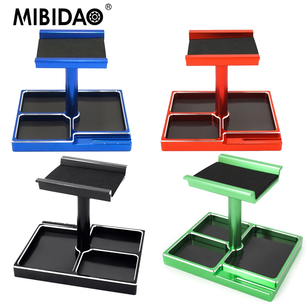 

MIBIDAO Simulation Metal Repair Station Rotation Work Stand for TRX-4M Axial SCX24 1/18 1/24 RC Car Model Tool