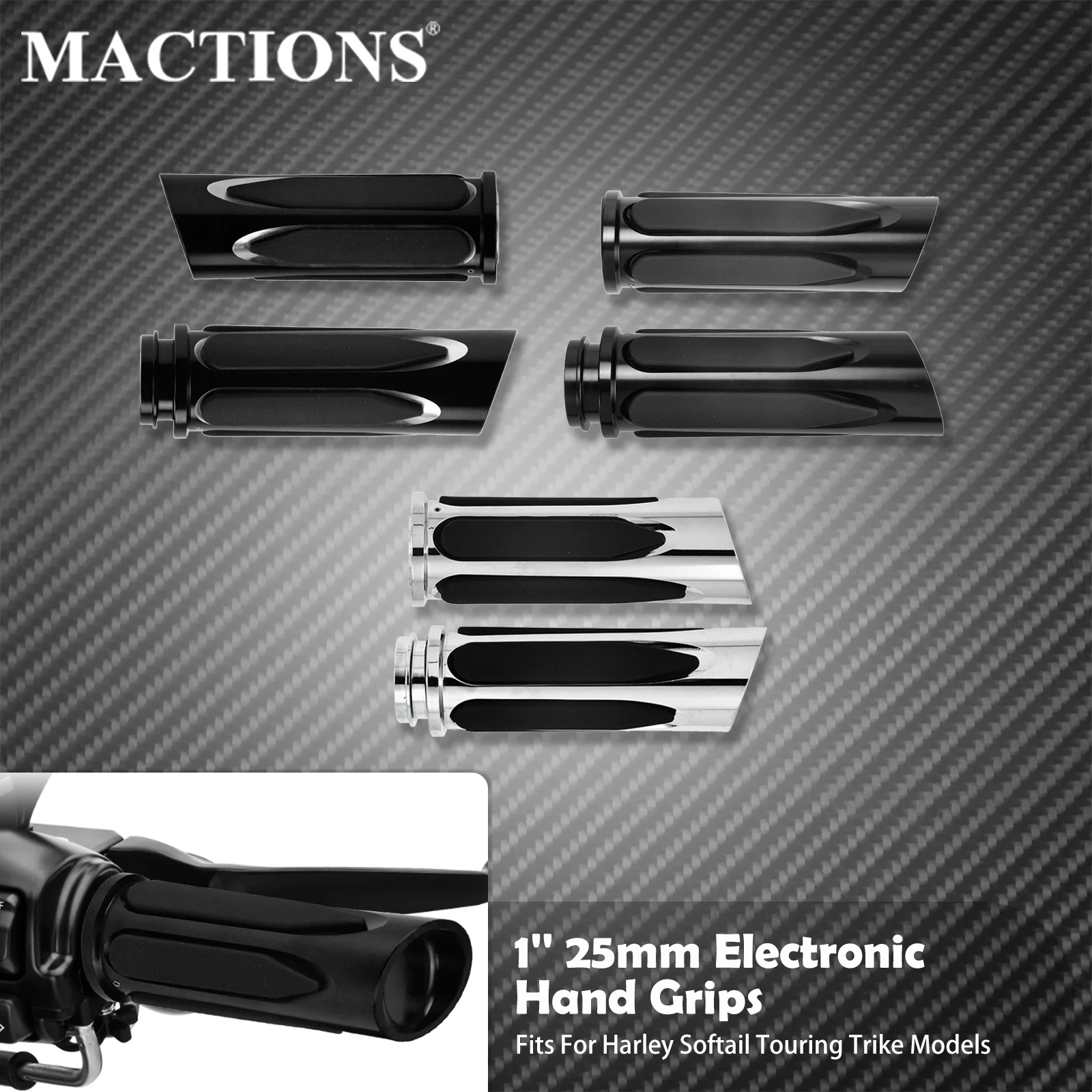 

Motorcycle 1'' Electronic Hand Grips Soft Touch Comfort Throttle Handle Bar Grip CNC 25mm Handlebar For Harley Touring Softail