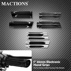 Motorcycle 1'' Electronic Hand Grips Soft Touch Comfort Throttle Handle Bar Grip CNC 25mm Handlebar For Harley Touring Softail