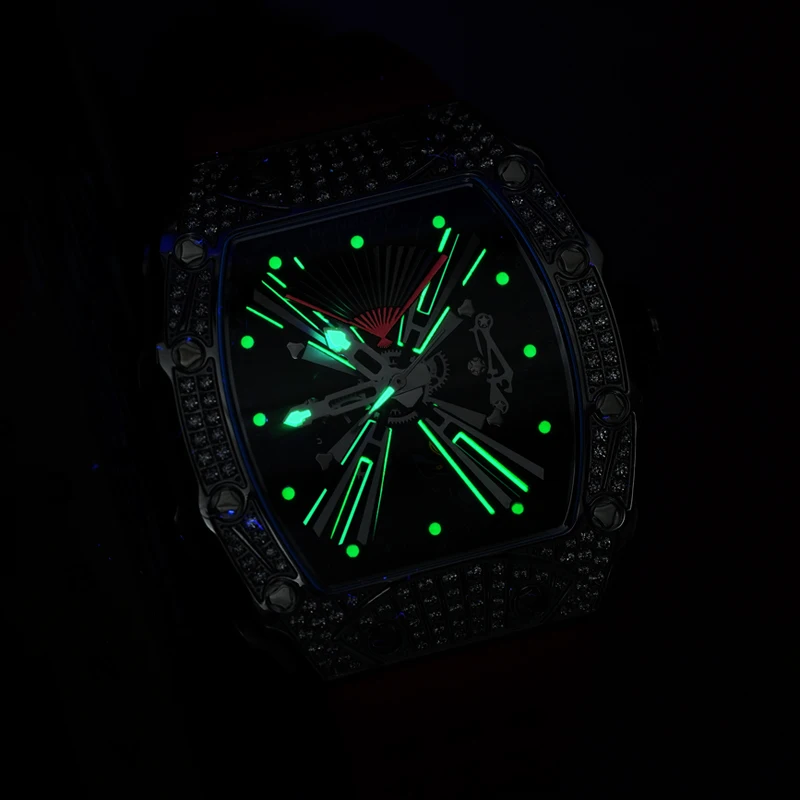 Мужские автоматические часы HANBORO, роскошные механические наручные часы, водонепроницаемые светящиеся Tonneau чехол, изменение макияжа лица 6 раз в 4 часа