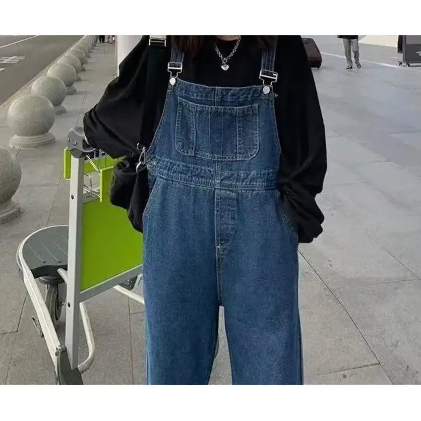 

Джинсовые комбинезоны с высокой талией и широкими штанинами, женские свободные летние утягивающие длинные брюки, весна-осень, новый Sle