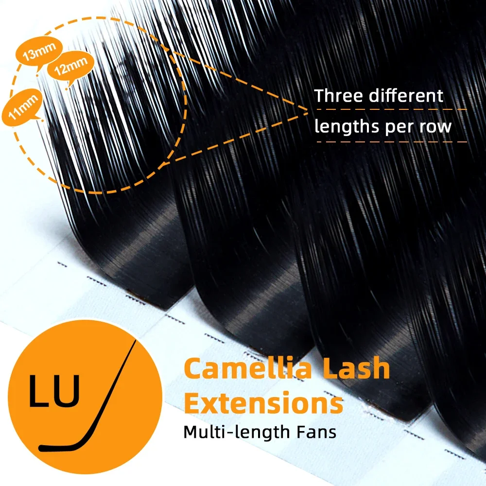 Yelix Natural Camellia Lash Extensions Multi-length Fan Eyelash Extension Supplies M Curl Eyelashes Manga False Lashes