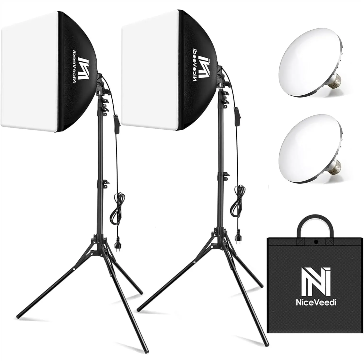

Softbox Lighting Kit, 16x16" Photography Softbox with 63" Tripod Stand & 50W LED Bulb, Continuous Light for Video Recording