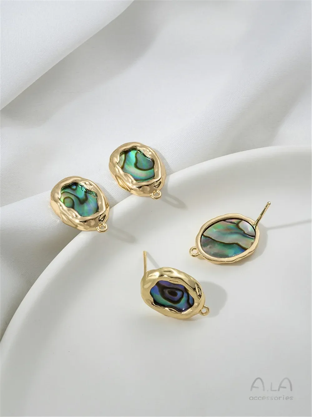 

Natural Abalone Shell 14K Gold Color Special-shaped Oval with Hanging Stud Earrings DIY Handmade Earrings Jewelry Accessories