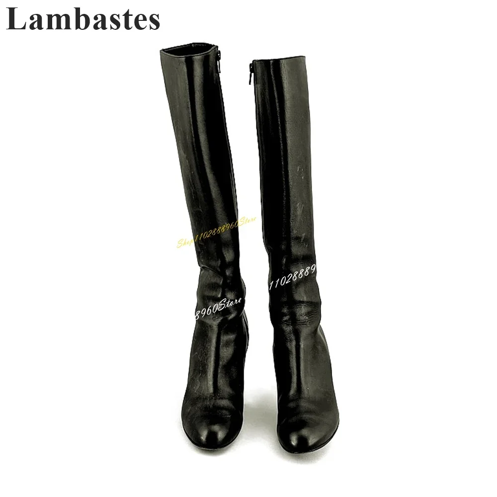 الركبة عالية الظهر ماتي الجلود أحذية ضئيلة رقيقة أحذية عالية الكعب للنساء الجانب سستة أشار تو 2024 المألوف Zapatillas Mujer