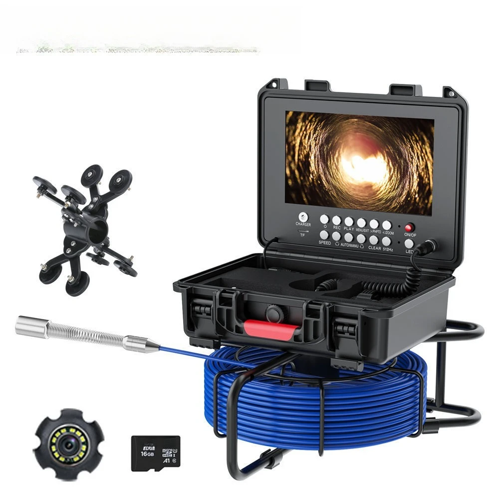 

Pipe endoscope 9 inch AHD video screen 23mm stainless steel probe sapphire lens downhole mirror