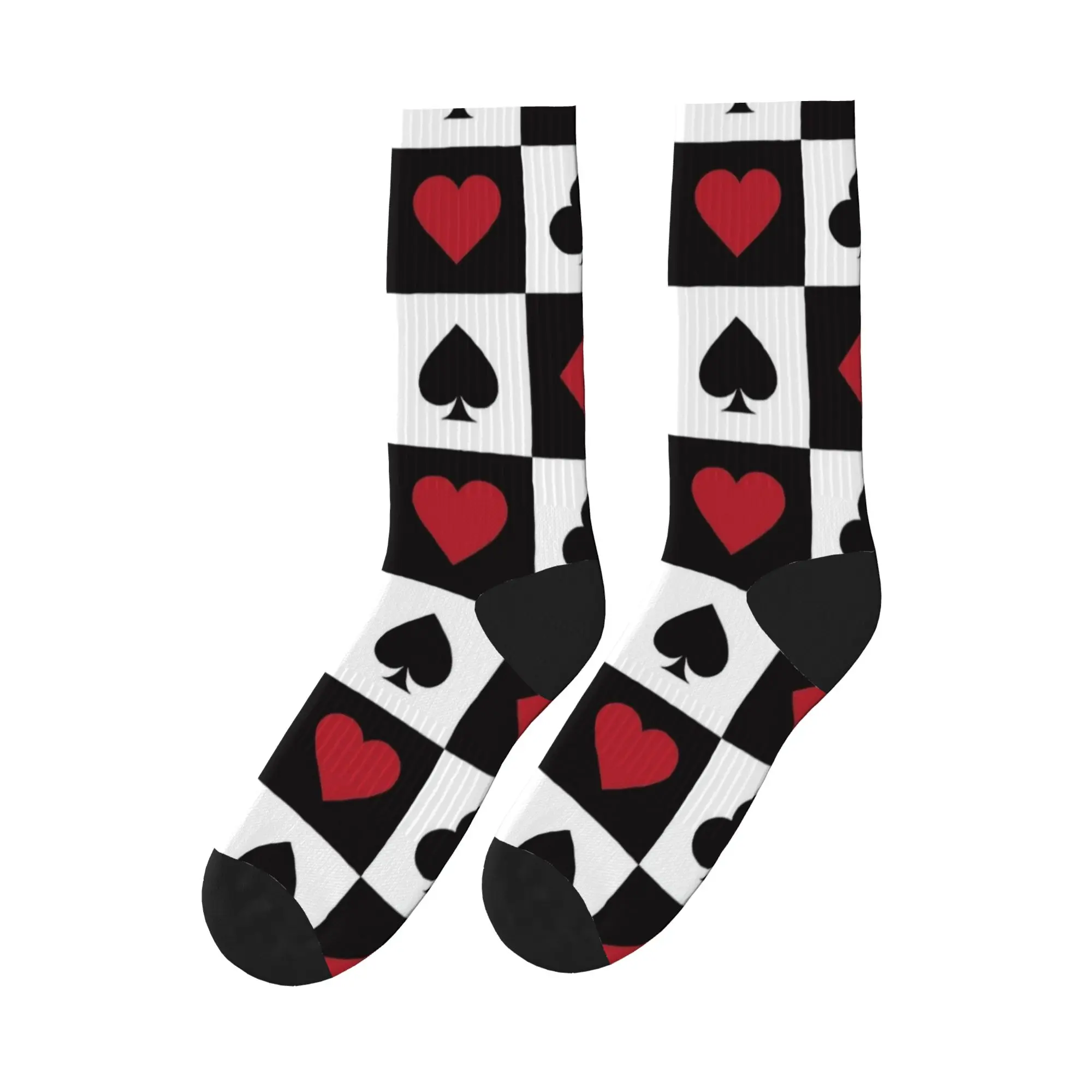 

Красные носки с рисунком игральных карт, новинка, чулки, мужские теплые мягкие носки для скейтборда, осенние дизайнерские нескользящие носки