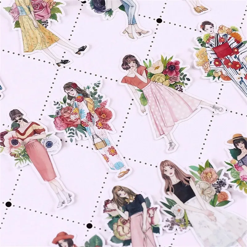 20pcs Creative Cute Self-made Mori Girls Flowers Scrapbooking Stickers /Decorative Sticker /DIY Craft Photo Albums
