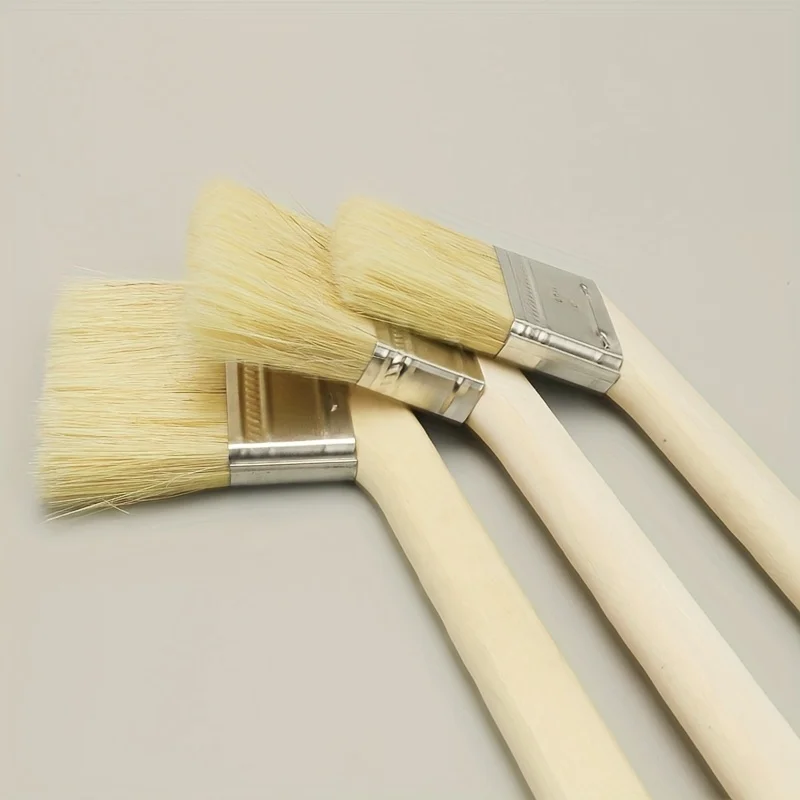 

3pcs Multi-Purpose Angle Brushes Curved Handle Brush for Detail Paint Clean Curved Handle Wooden Paint Brush 5.08Cm 6.35Cm7.62Cm