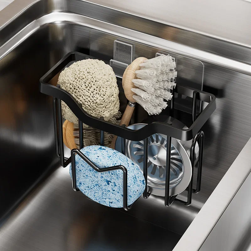 Sponge Holder for Kitchen Sink Movable Brush Holder Dish Cloth Hanger Hanging Caddy Small in Organizer Accessories Rack Basket